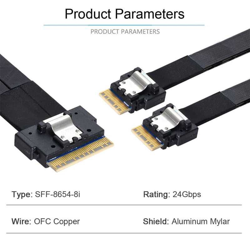 NFHK PCI-E Ultraport Slimline SAS Slim 4.0 SFF-8654 8i 74pin to Dual SFF-8654 4i 38pin cable 40cm PC