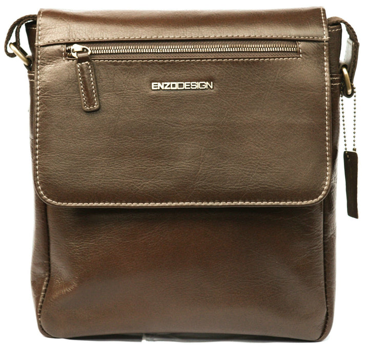 Unisex Umhängetasche mit Tabletfach - Weiches Leder - Braun, Braun