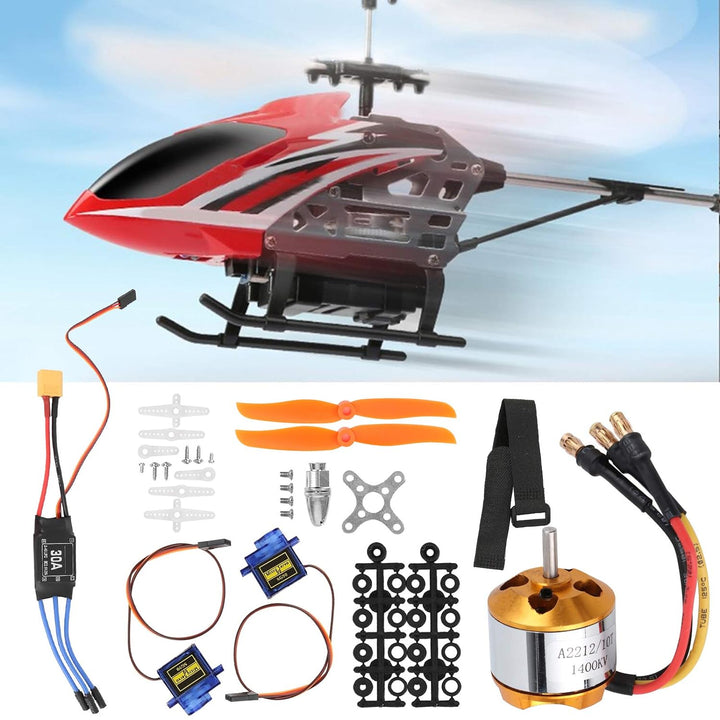 Dilwe Helikopter-Starrflügelset, 2212 1400KV Motor + 8060 Propeller + 9G Servo + 30A XT60 ESC RC Hub