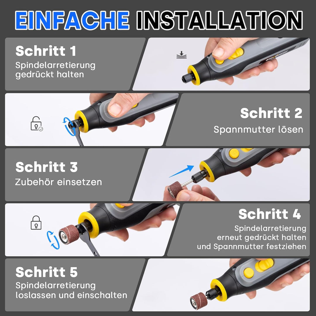Enventor 4V Mini Multifunktionswerkzeug Akku, Rotationswerkzeug-Set, 5 Variable Geschwindigkeiten, 5