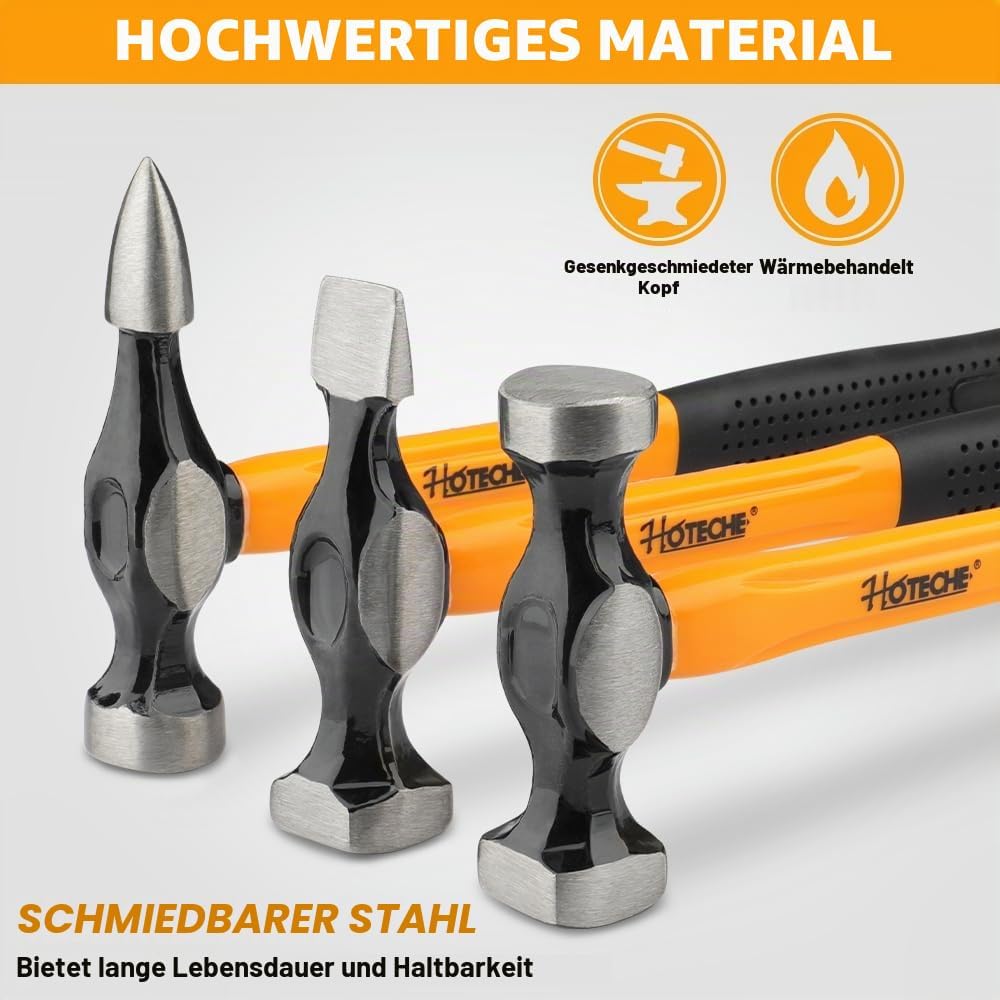 HOTECHE 7-tlg Ausbeulwerkzeug Karosserie Werkzeug Set, inklusive Schlaghammer, Spitzhammer, Meisselh