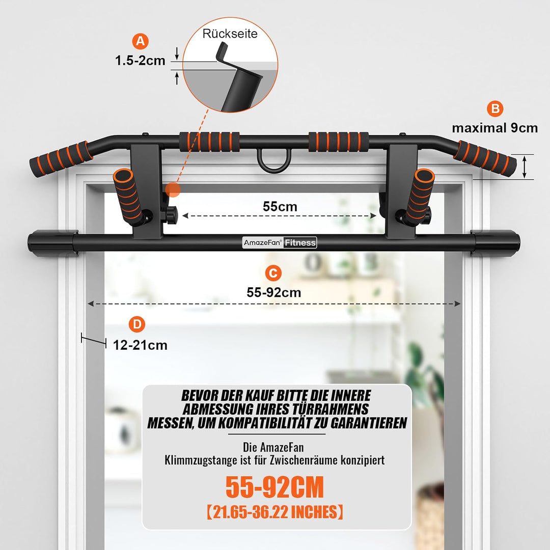 AmazeFan Klimmzugstange Türrahmen, 2024 Upgrade Pull Up Bar mit vielfältigen Griffmöglichkeiten, Mit