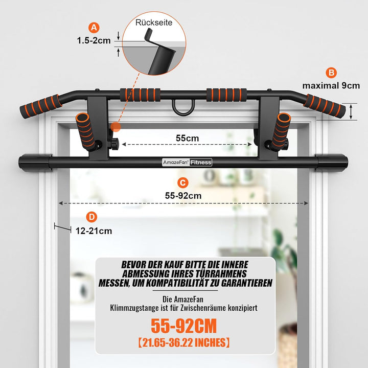 AmazeFan Klimmzugstange Türrahmen, 2024 Upgrade Pull Up Bar mit vielfältigen Griffmöglichkeiten, Mit