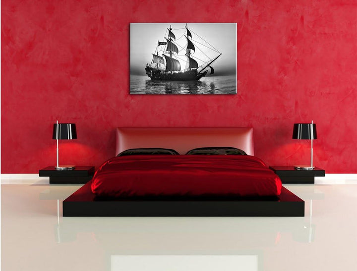 Pixxprint Altes Segelschiff 100x70cm Leinwandbild Wandbild Kunstdruck, 100x70