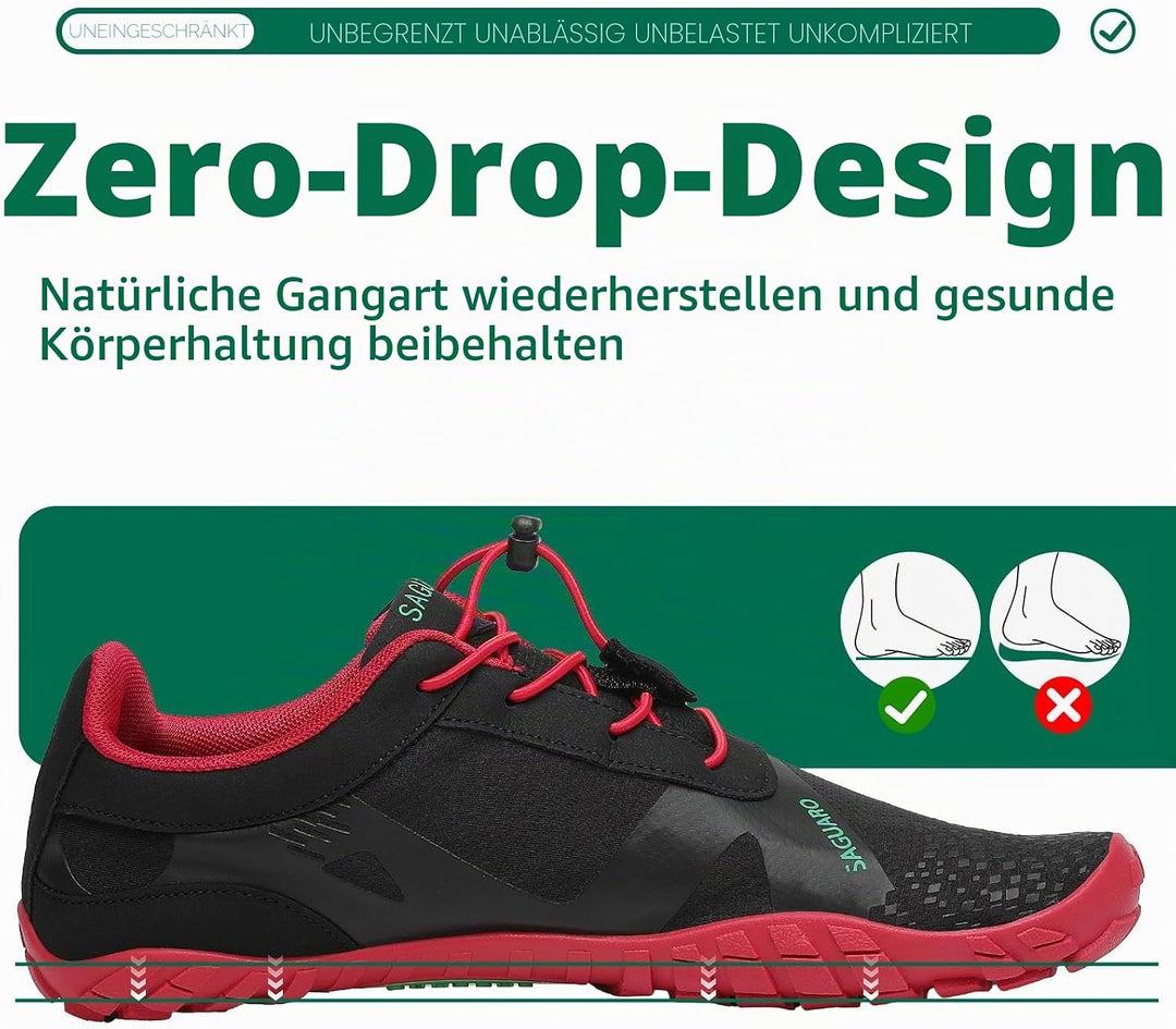 SAGUARO Barfussschuhe Herren Damen Outdoor Sport Fitnessschuhe Traillaufschuhe Gr.35-48 38 EU Ja Rot