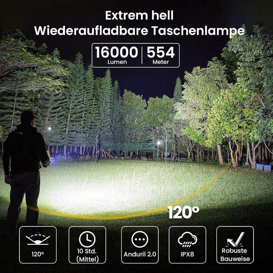 Sofirn Q8 Plus Led Taschenlampe, Superhell Tashcnelampe 16000 Lumen Leistungsstarke Taschenlampe mit