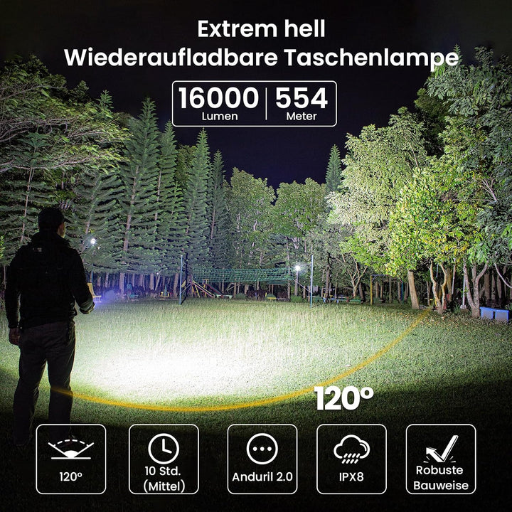 Sofirn Q8 Plus Led Taschenlampe, Superhell Tashcnelampe 16000 Lumen Leistungsstarke Taschenlampe mit