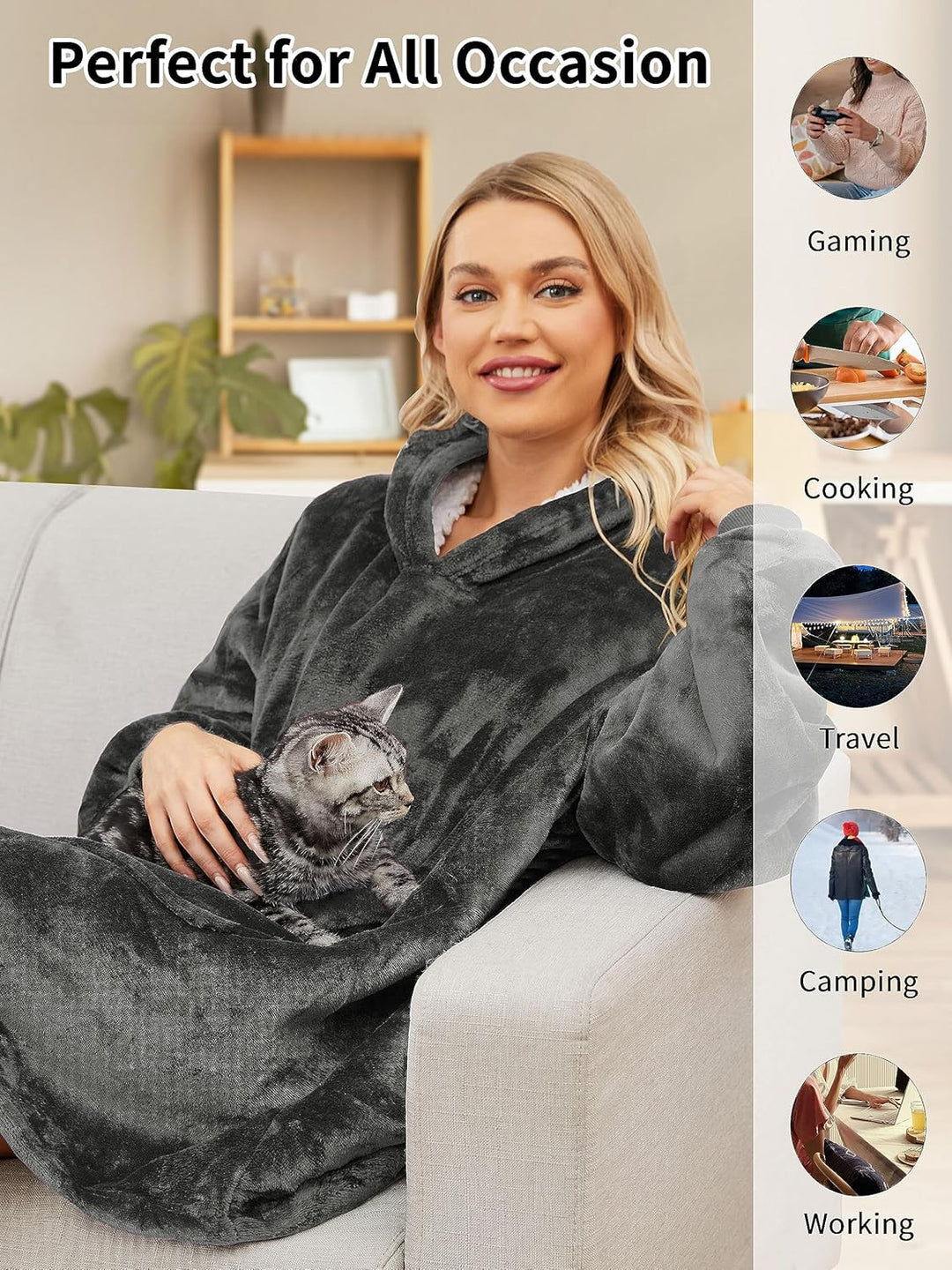 Gentlewarm übergrosse Hoodie Sweatshirt mit Kapuze, Super Weich und bequem Flanell Damen Kapuzenpull