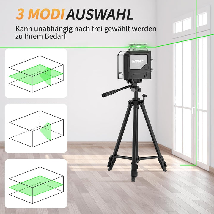Laser Wasserwaage Grün 45 M, SAVSEC 1 × 360° Kreuzlinienlaser Selbstnivellierendes, 5 Linien Kreuzla