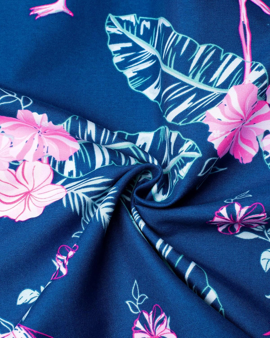 Herren Hawaiihemd Kurzarm Party Hemd Casual Flamingo Floral Strandhemd Bügelfrei Button Down Kurzarm