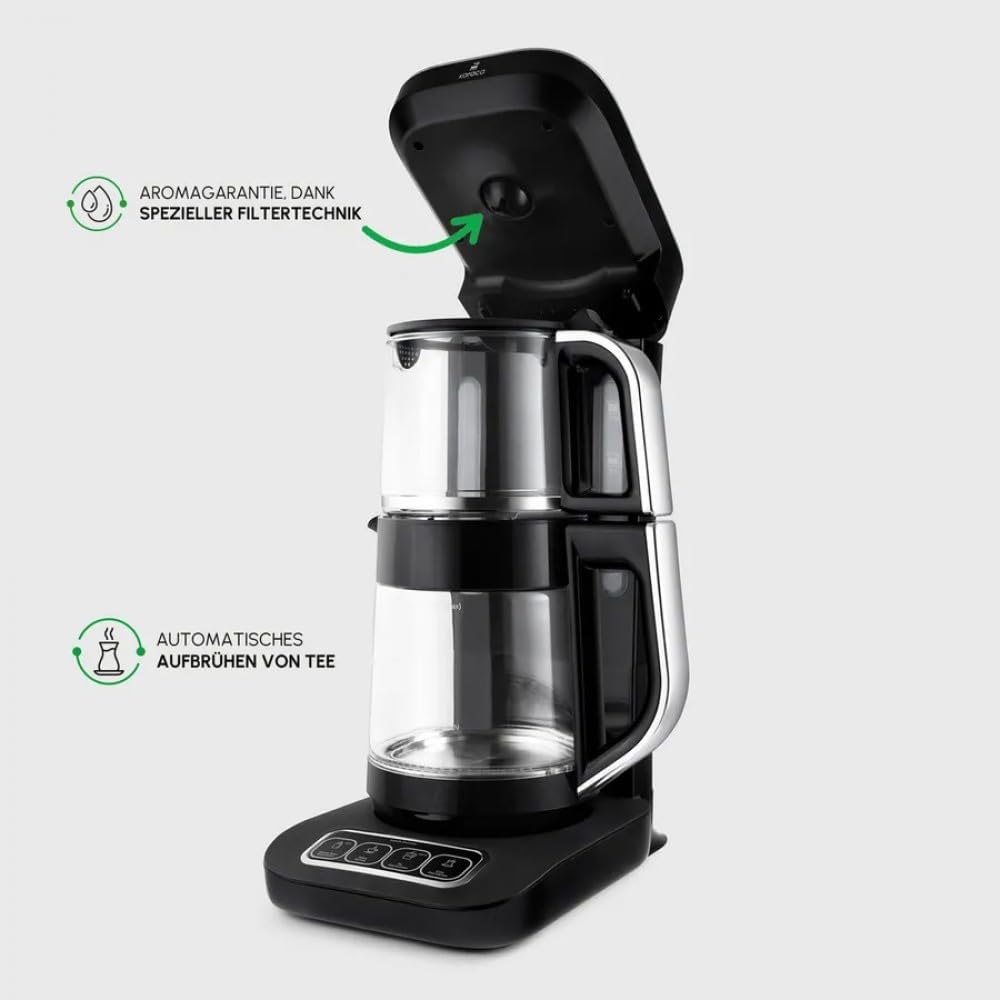 Karaca Caysever Robotea Pro 4 in 1 sprechende automatische Glas-Tee- und Filterkaffee Brühmaschine 2