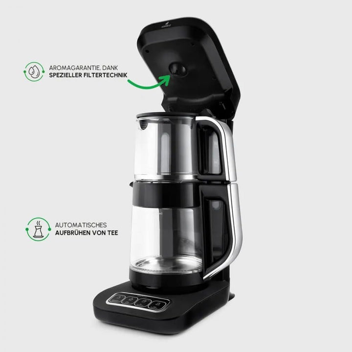 Karaca Caysever Robotea Pro 4 in 1 sprechende automatische Glas-Tee- und Filterkaffee Brühmaschine 2