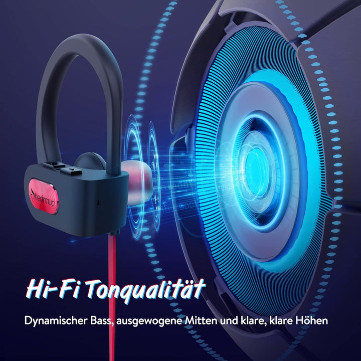 Bluetooth Kopfhörer, Kopfhörer Sport In Ear mit 16 Stunden Spielzeit/ IPX7 Wasserdicht/Bass Stereo S