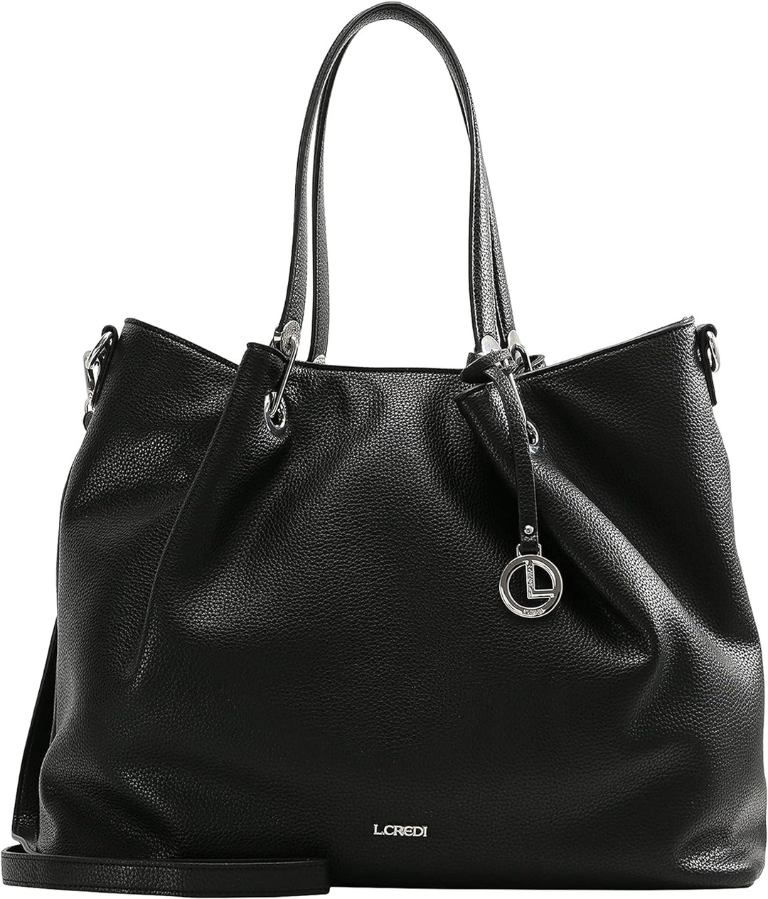 L.CREDI Handtasche Ebony mit Label-Applikationen Einheitsgrösse Schwarz, Einheitsgrösse Schwarz