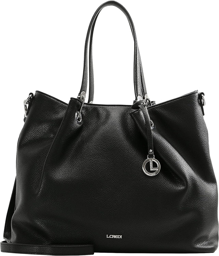 L.CREDI Handtasche Ebony mit Label-Applikationen Einheitsgrösse Schwarz, Einheitsgrösse Schwarz