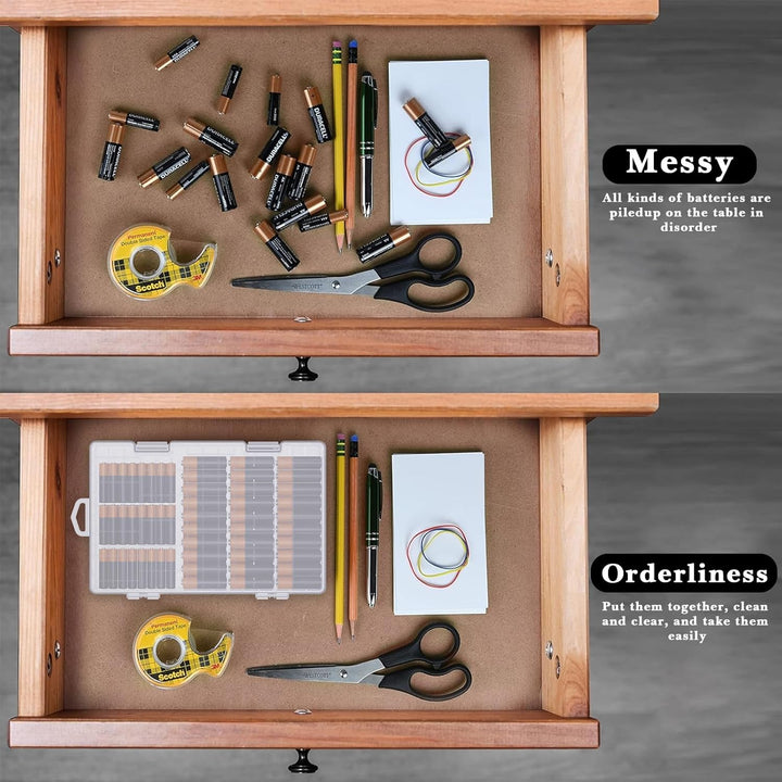 Linkidea Batterie-Organizer-Aufbewahrungskoffer – Tragbare Batteriebox für 60 AA- und 40 AAA-Batteri