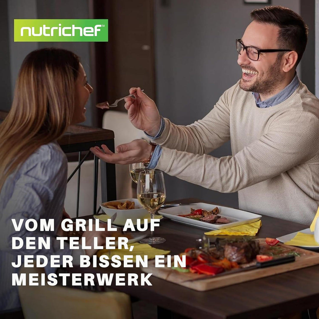 NutriChef Grillpfanne quadratische Gusseisenpfanne mit Antihaft-Rillenbeschichtung, 28 cm, Black