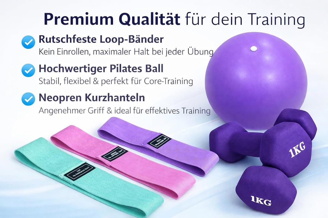 Pilates-Set für zu Hause – Pilates-Trainingsset mit Widerstandsbändern, Pilatesball & Zubehör – Home