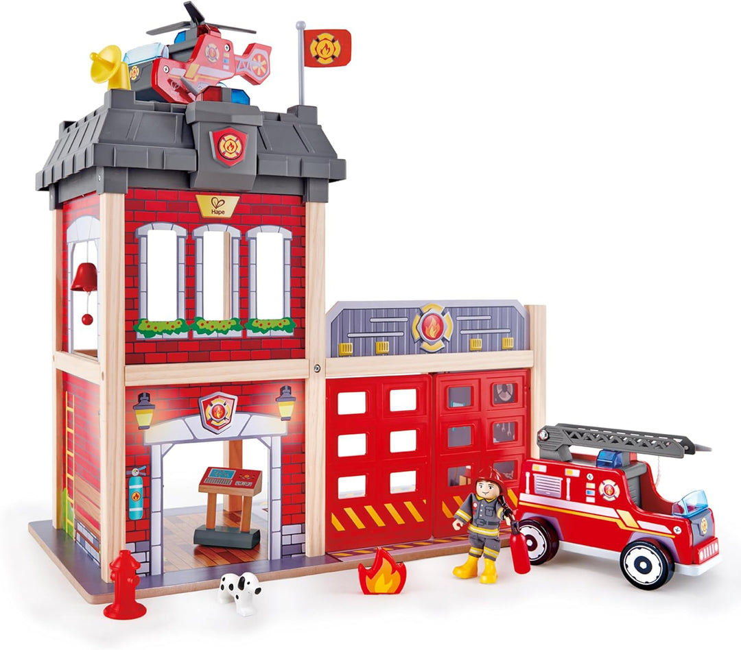 Grossstadt-Feuerwache Spieleset von Hape aus Holz für Kinder ab 3 Jahren