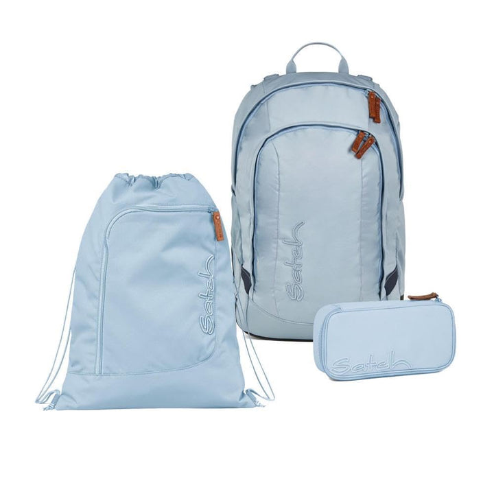 Satch Air Schulrucksack Set 3tlg. inkl. Schlamperbox und Sportbeutel Nordic Ice Blue Skandi Edition,