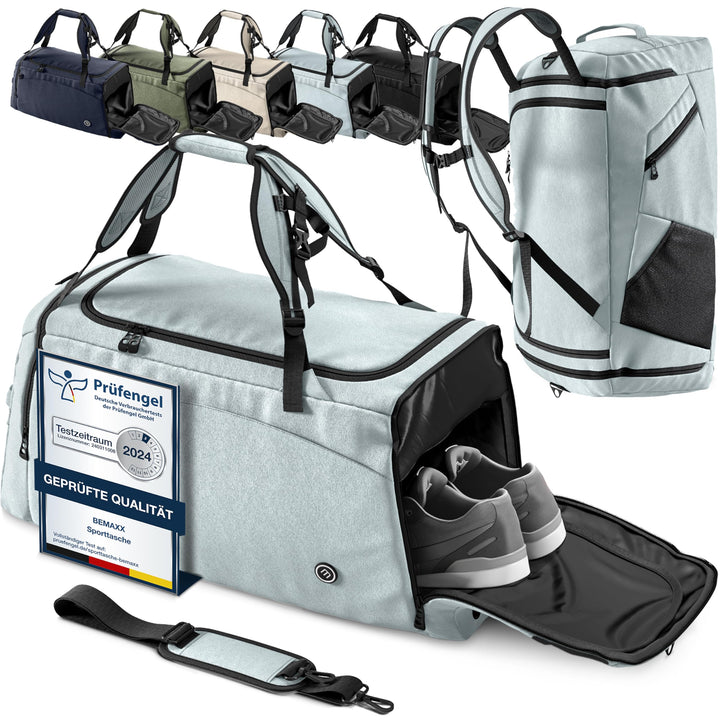 Sporttasche Trainingstasche + Rucksack, Schuhfach, Nassfach | Reisetasche Schwimmtasche Fitnesstasch