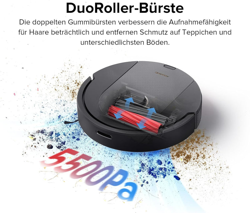 roborock Q5 Pro+ Staubsauger Roboter mit Absaugstation, DuoRoller-Bürste, 5500Pa Saugkraft, 2,5L Sta