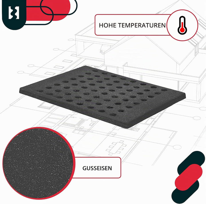 KOTARBAU® Gusseisen Kaminrost - 30 x 24 cm - Kaminofen Rost - Ascherost für Kaminöfen - Ofenrost - M