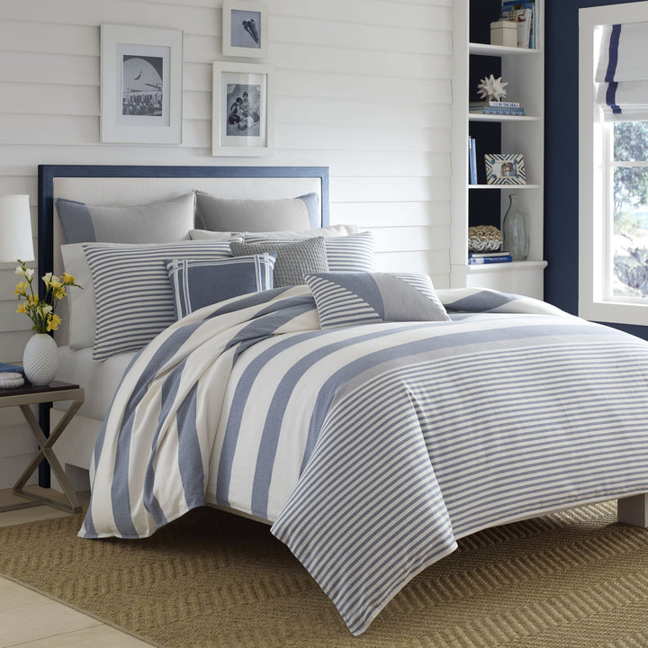 Nautica Home | Fairwater Collection | 100% Cotton Mediterranean Inspired Design Herringbone Weave Du