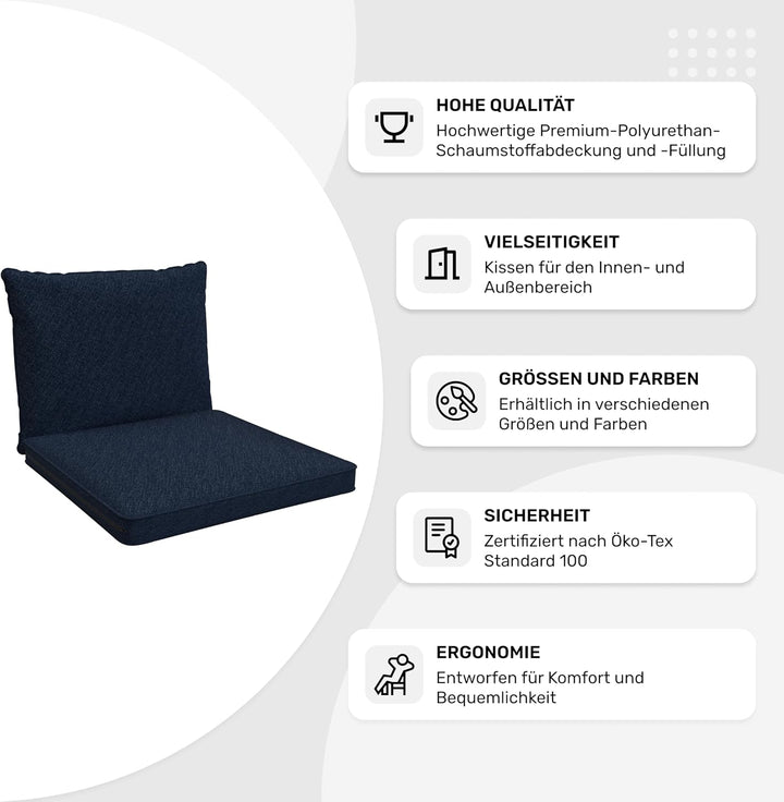 POKAR Loungekissen Stuhlkissen für Stuhl Rattanmöbel Gartenmöbel Kissen, 2er Set (1x Sitzkissen 70x7