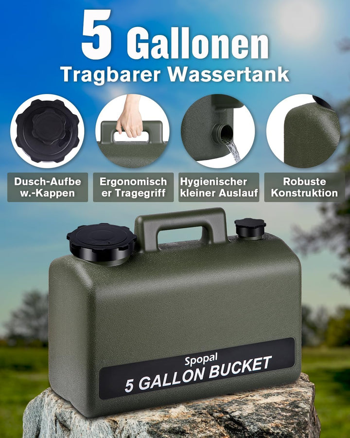 Spopal Camping Dusche, [10000mAh] Campingdusche Tragbare mit 20L Wasserkanister, Camping Dusche Akku