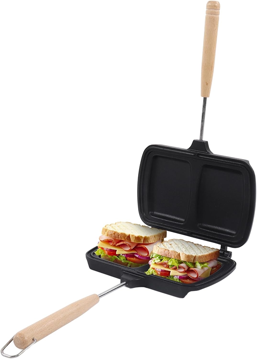 Natudeco Sandwichpfanne, antihaftbeschichtetes, doppelseitiges Braten, tragbarer Dual-Sandwich-Panin
