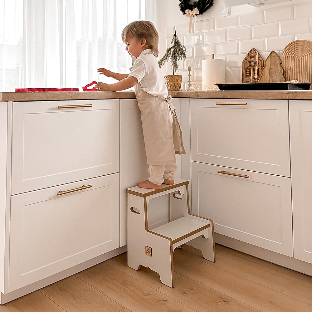 Tritthocker Kinder Hocker Holz Tritthocker Holz - Weisser MDF Step Stool Für Kinderzimmer, 39x39x29