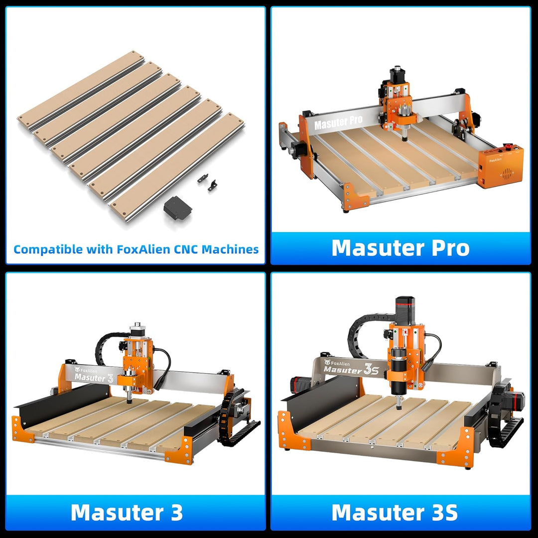 FoxAlien T-Nut Hybrid Spoilboard Arbeitstisch Upgrade Kit für Masuter Pro, Masuter 3 und Masuter 3S
