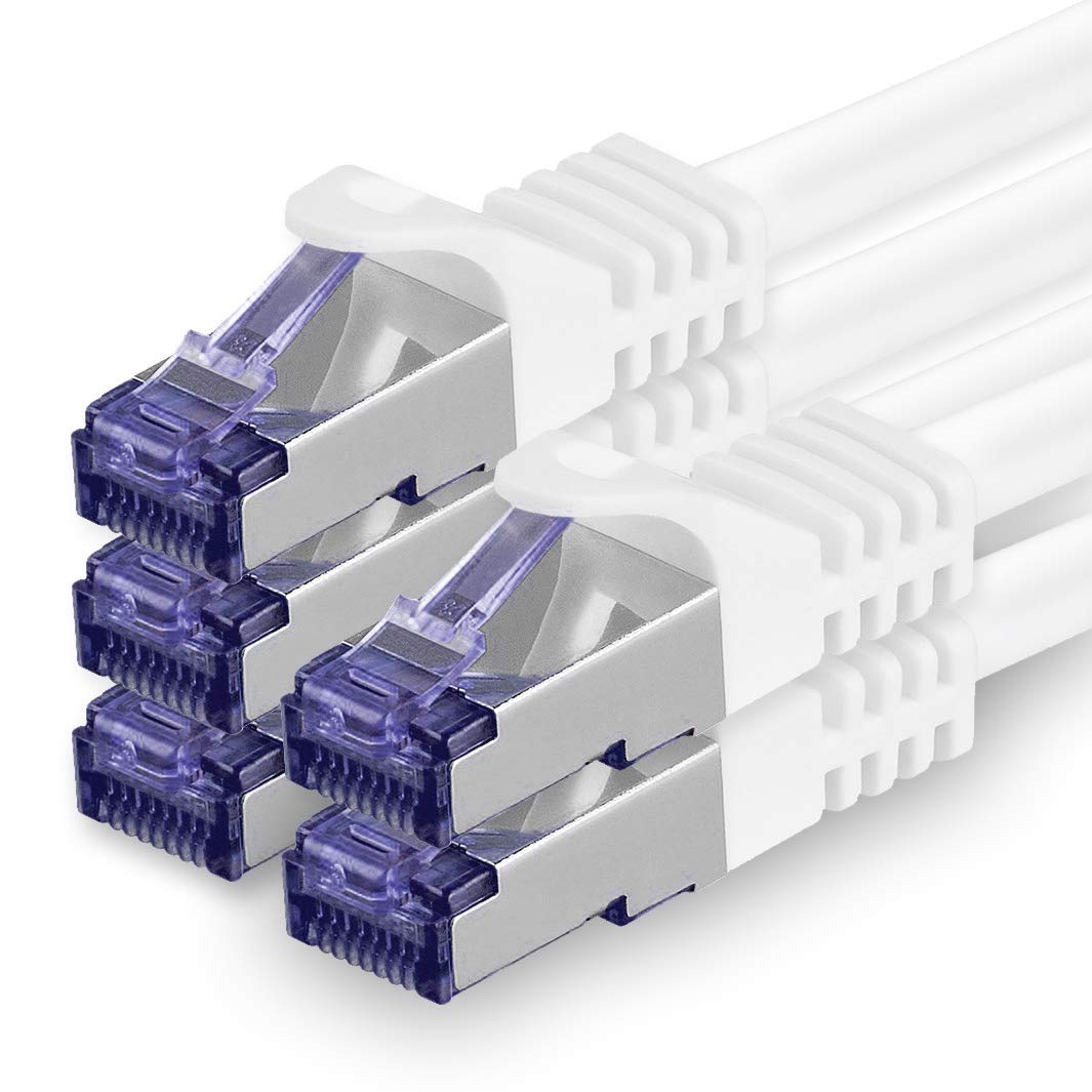 1aTTack.de Cat.7 Netzwerkkabel 7,5m - Weiss - 5 Stück - Cat7 Patchkabel (SFTP/PIMF/LSZH) Rohkabel 10