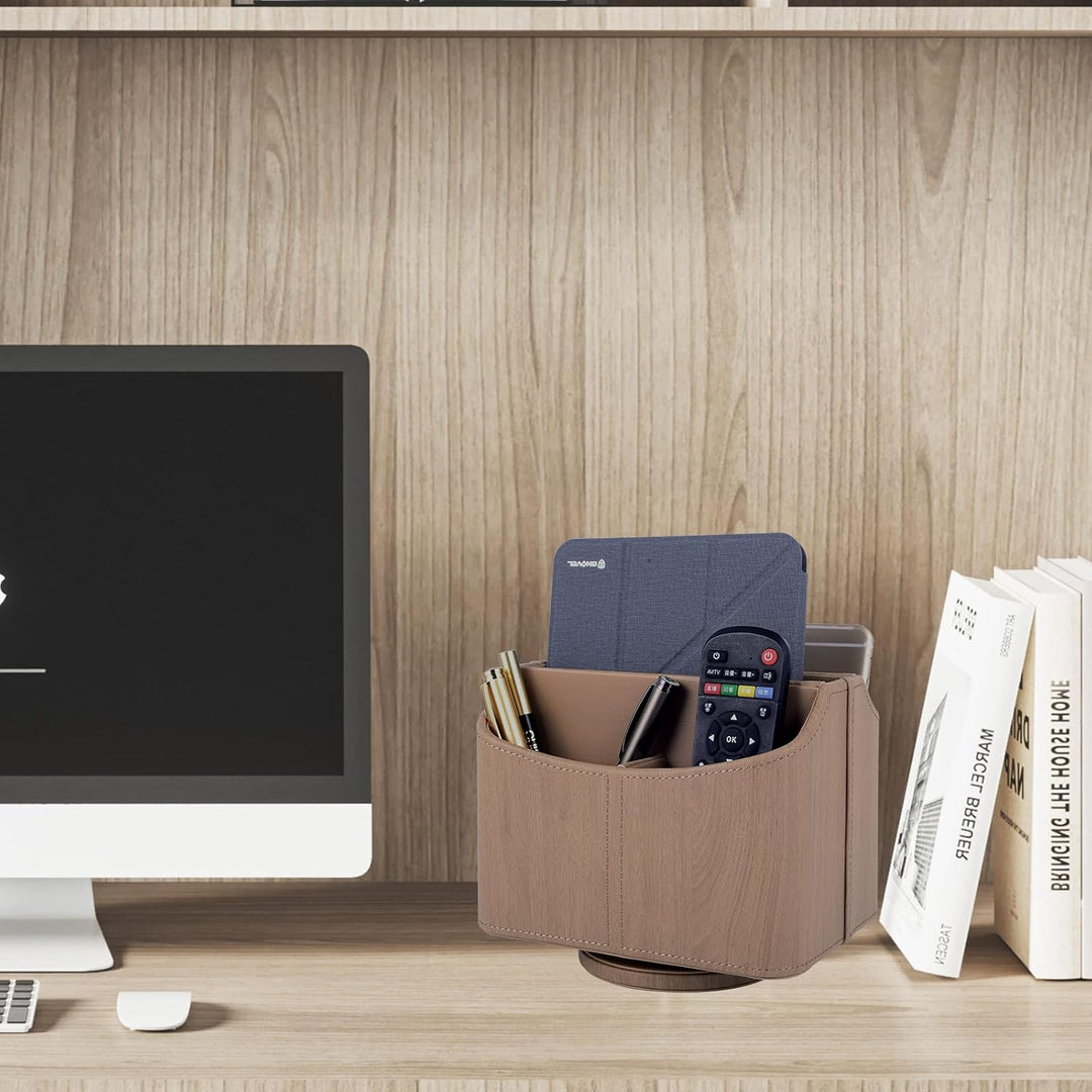 360-drehender Fernbedienungshalter, 5-Teile Nachttisch PU-Leder Multifunktionale Organizer Büro Schr