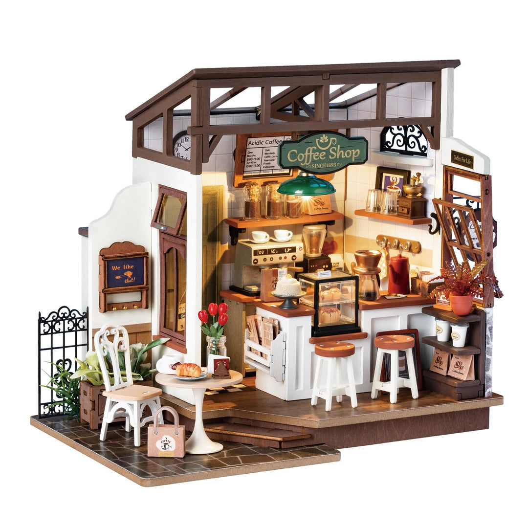 Rolife Puppenhäuser Miniatur Haus Kit mit Möbeln und LED-Licht Puppenhaus Holz Modellbausätze für Er