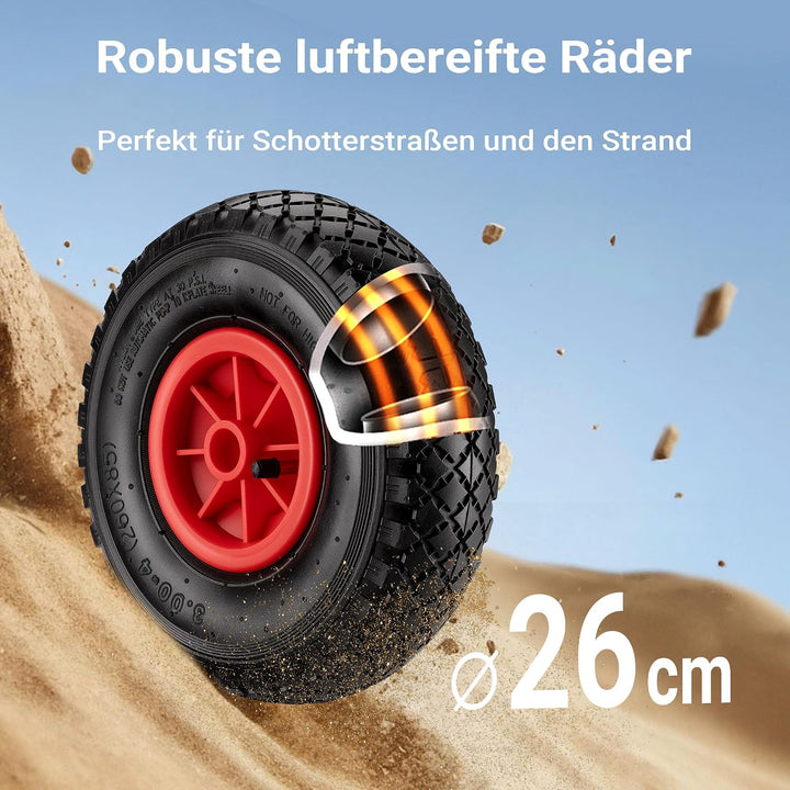 Wiltec Angelwagen mit Tasche, Angel Trolley bis 50 kg, Transportkarre mit 60 l Volumen, Bollerwagen