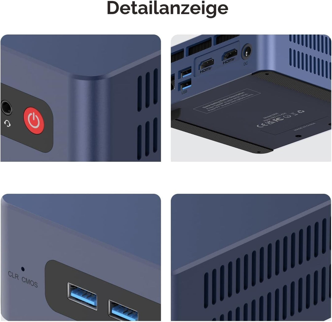 Beelink AMD Mini PC, Ryzen 5 6600H(6C/12T bis zu 4,5Ghz), EQR6 Mini Computer 16GB DDR5 500GB M.2 PCI
