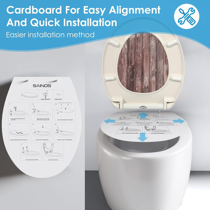 Duroplast-Toilettensitz, O-förmiger Toilettendeckel mit Soft-Close-Mechanismus, Edelstahlscharnier,