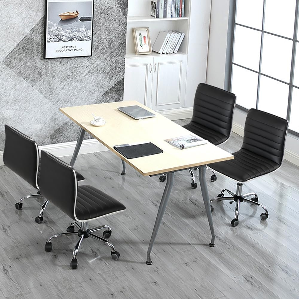 Yaheetech Bürostuhl Drehstuhl ergonomischer Schreibtischstuhl, Drehsessel mit Rollen, ohne Armlehne,