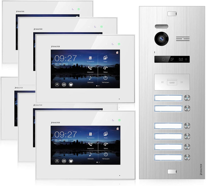 BALTER EVO Video Türsprechanlage ✓ Touchscreen 7 Zoll ✓ Türstation für 6 Familienhaus Türklingel ✓ 2