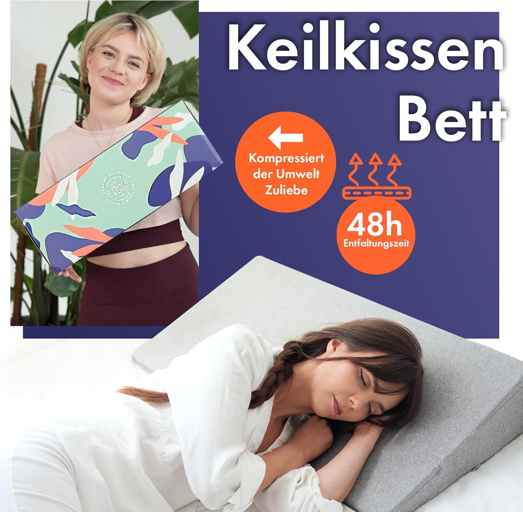 Keilkissen Bett für Bequemes Schlafen, 90cm - Premium Qualität, Modernes Design - Fester Matratzenke