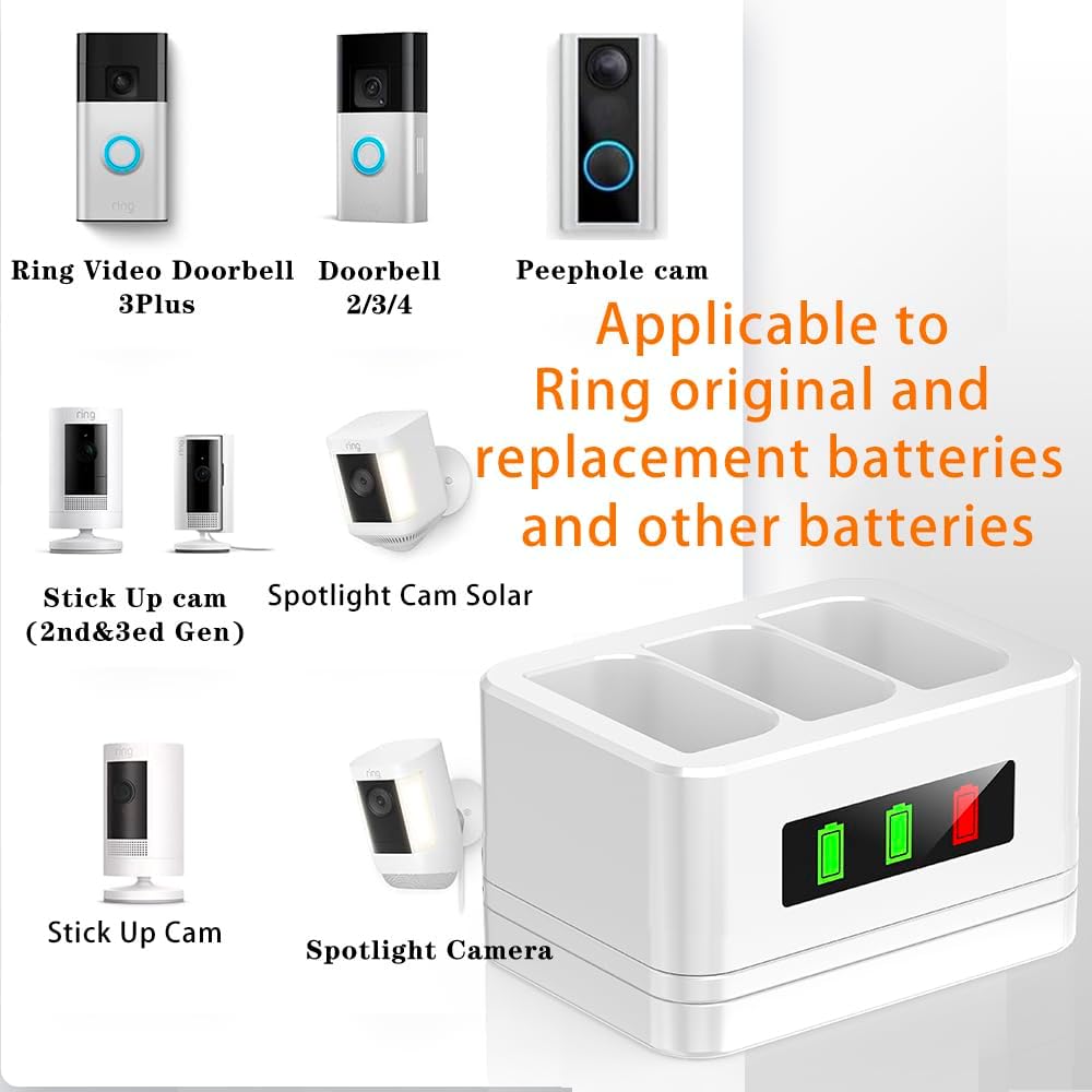 Upgraded, 2Pack 3.65V 6040mAh Ersatzbatterie mit Ladestation, LED Digitalanzeige, für Ring Türklinge
