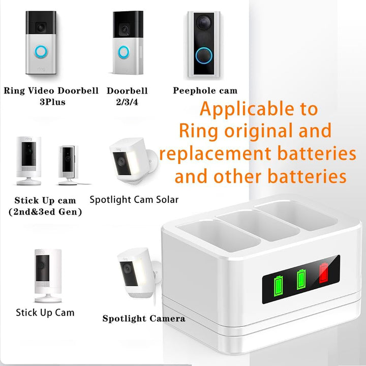 Upgraded, 2Pack 3.65V 6040mAh Ersatzbatterie mit Ladestation, LED Digitalanzeige, für Ring Türklinge