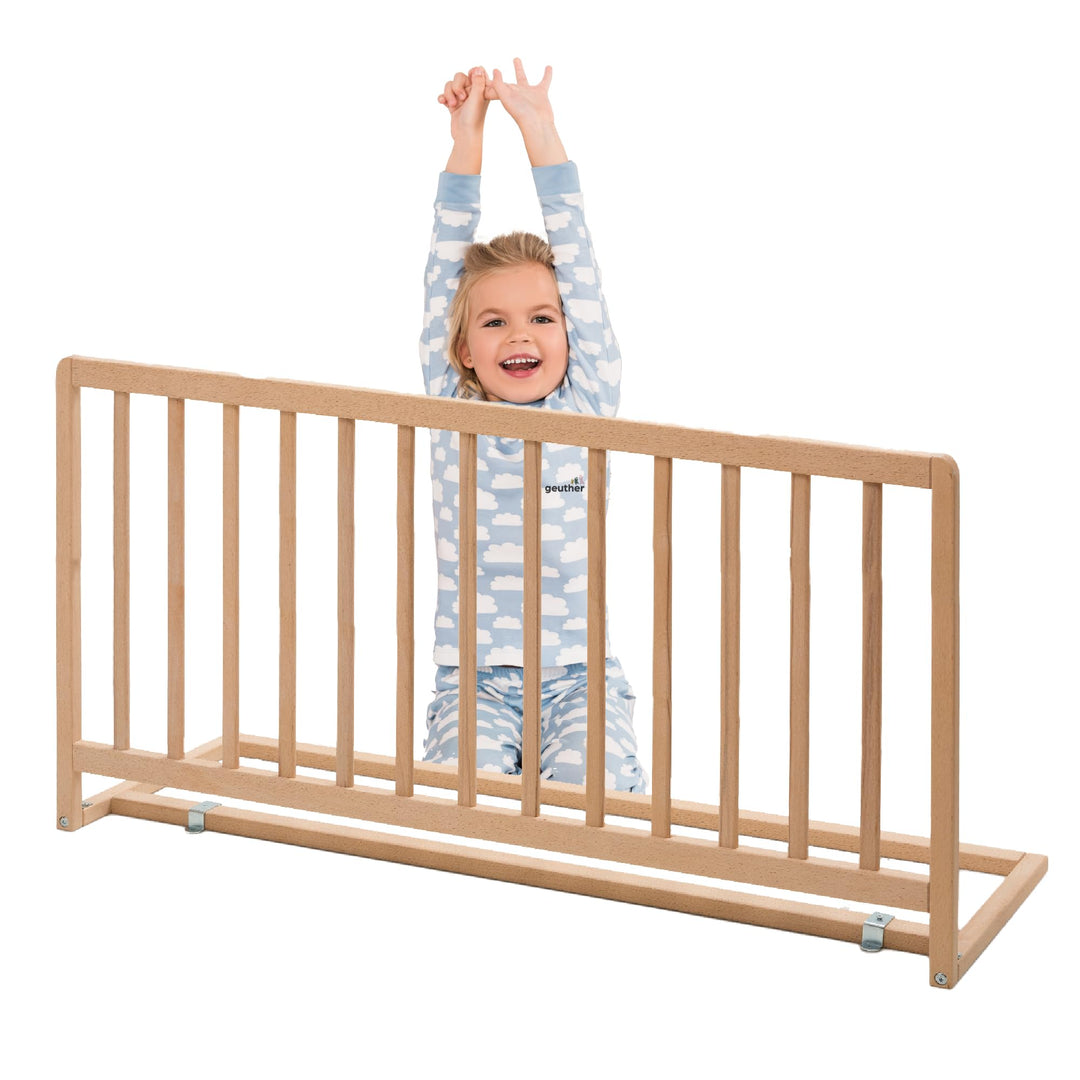 Geuther Bettschutzgitter Lissi Extrahoch: 60 cm - 110 cm lang in Naturbelassen – Sicheres Bettgitter