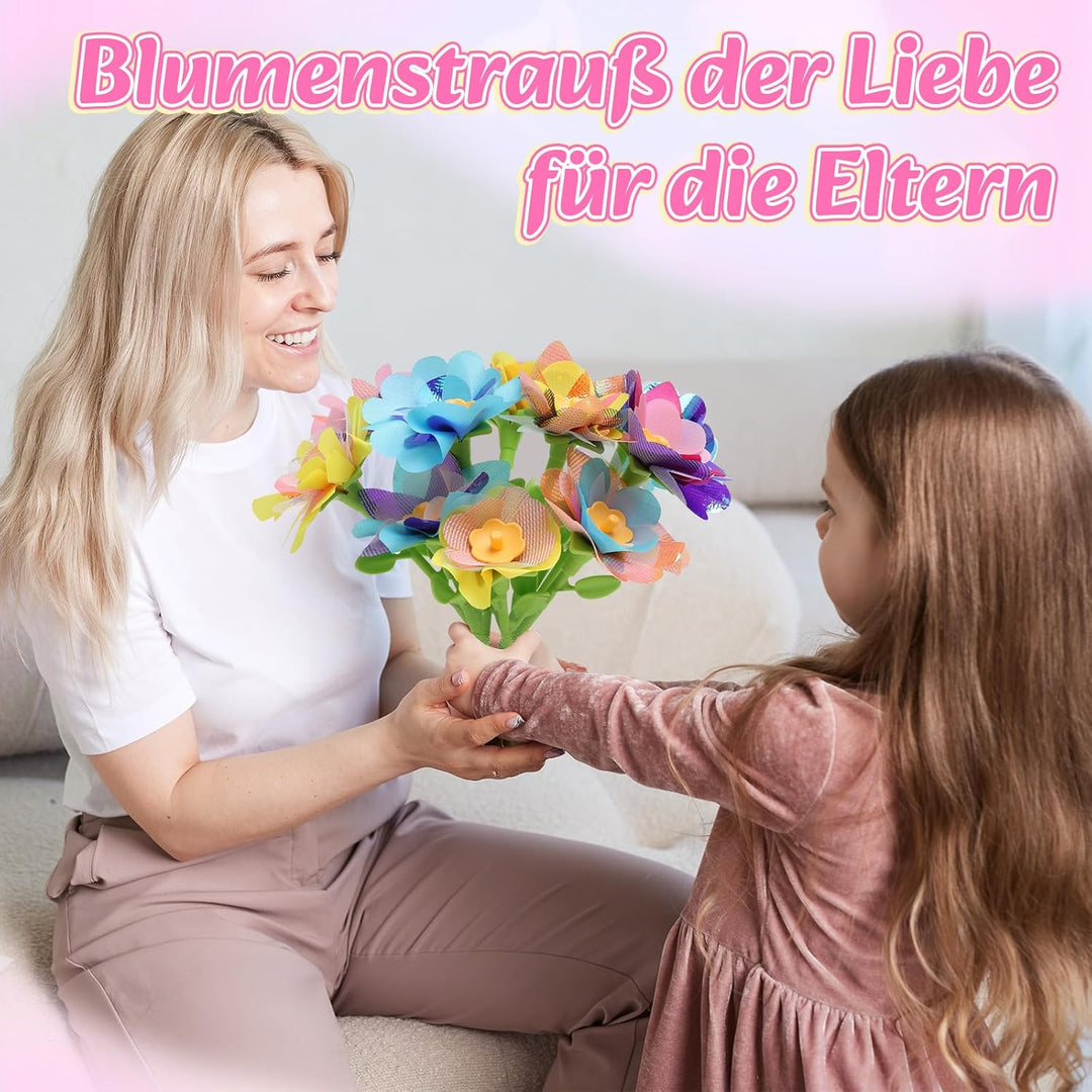 Herenear DIY Blumen Bastelset Kinder, Kreativ Blumen Basteln Spielzeug mit Blumenmaschine, Basteln M