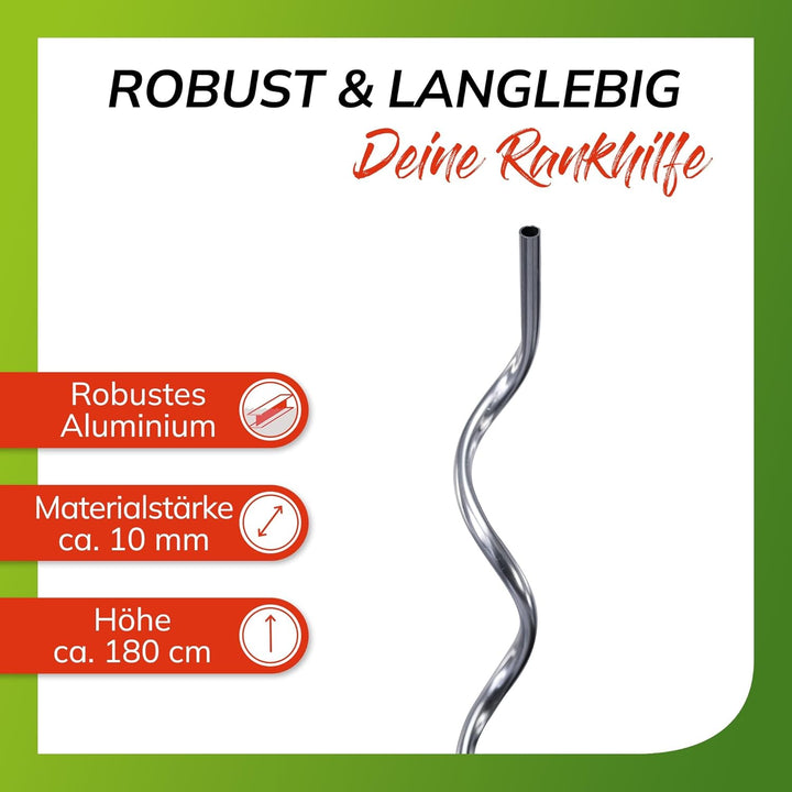bellissa – Tomatenspirale Rankhilfe aus Aluminium 10er Set 180cm & Ø 10mm - Pflanzenstütze für Tomat