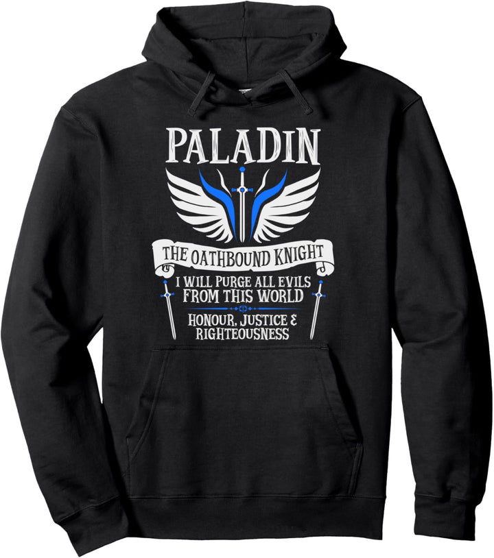 The Paladin - Fantasy, RPG, Tabletop RPG, TTRPG, D20 Pullover Hoodie