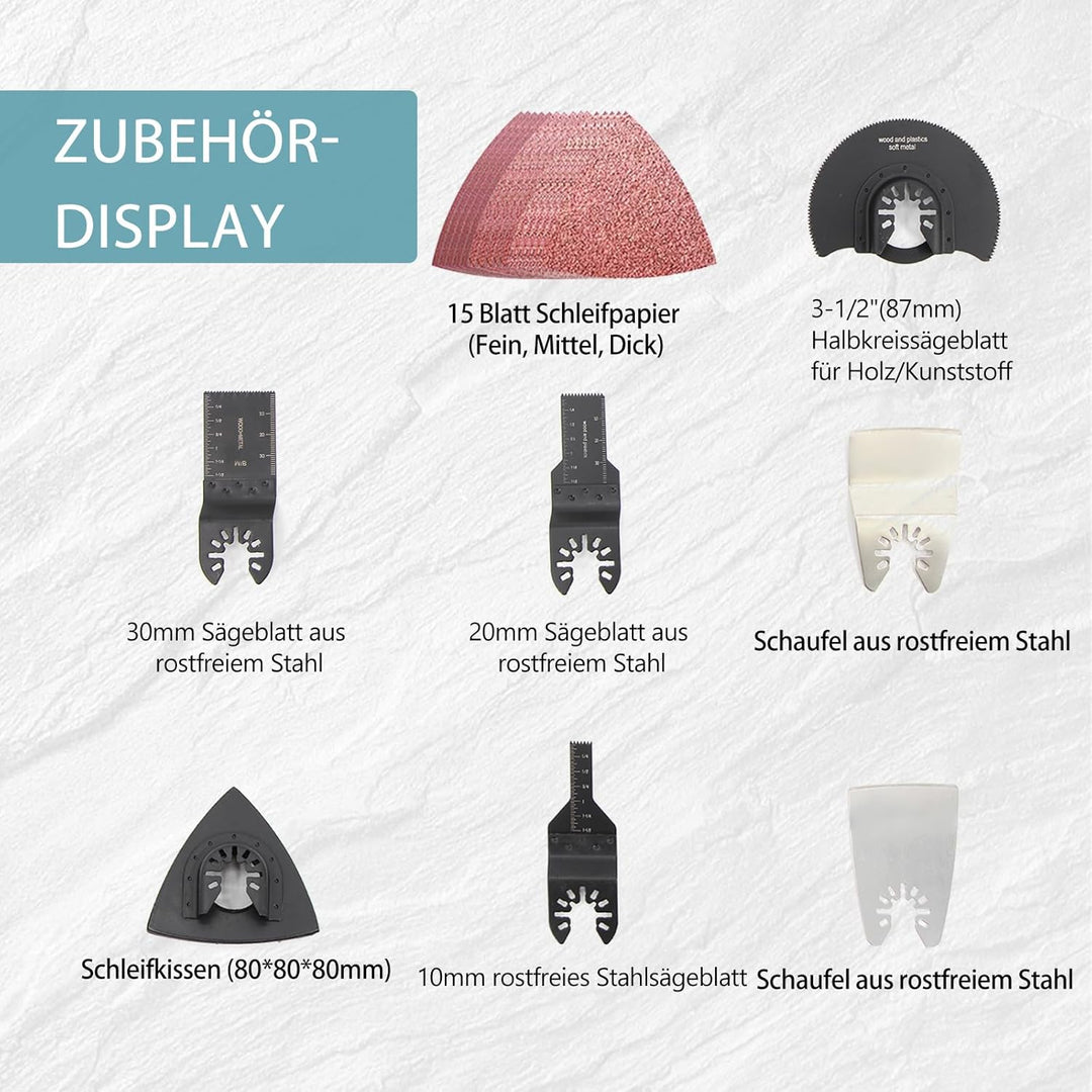 Akku Multifunktionswerkzeug Ersatz für Makita Multifunktionswerkzeug 18v, 6 variable Drehzahlen, max