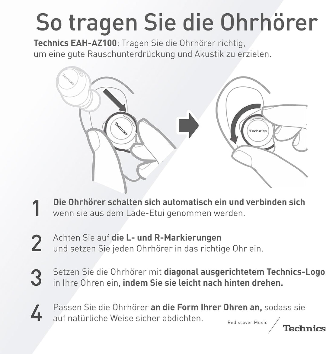 Technics EAH-AZ100E-N Kabellose Kopfhörer mit Geräuschunterdrückung, Bluetooth, Multipoint, Voice Fo